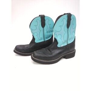 Justin Gypsy Gemma Black Blue Leather Western Boots Women's size 7 B